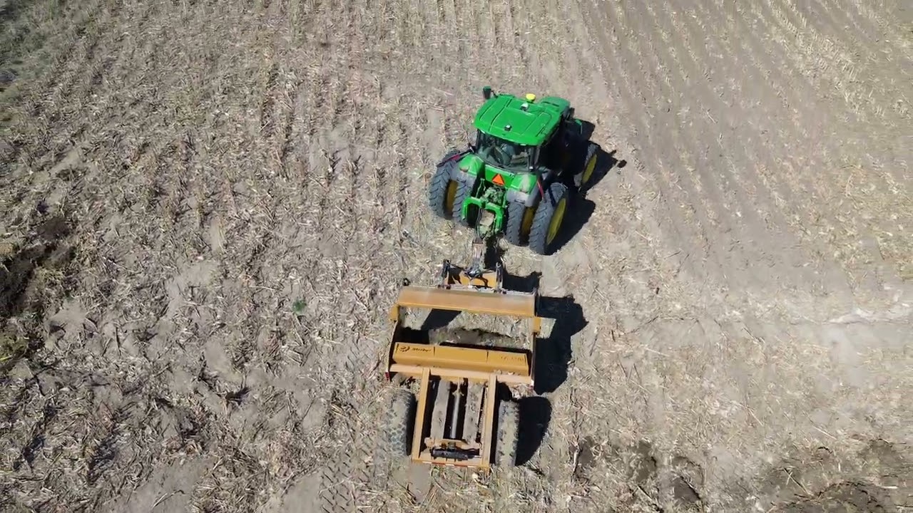 Filling a Low Spot in a Corn Field - with the Strobel Forced Ejection Scraper.  STEP #1