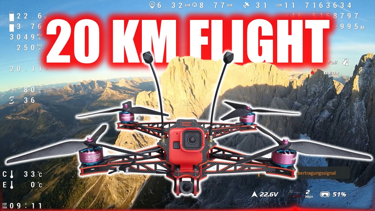 20KM FPV-FLIGHT in the DOLOMITES! full flight with OSD