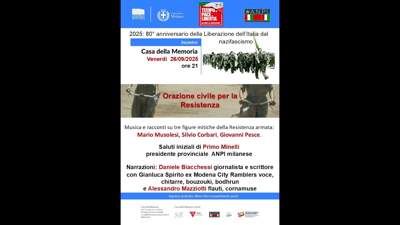 Orazione civile per la Resistenza di Daniele Biacchessi con Gianluca Spirito e Alessandro Mazziotti