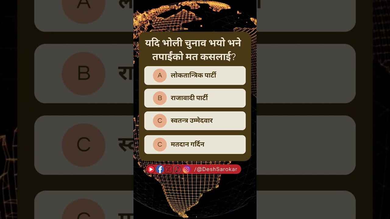 Who Will You Vote for if Election Happens Tomorrow? | Nepal Political Poll | Desh Sarokar |