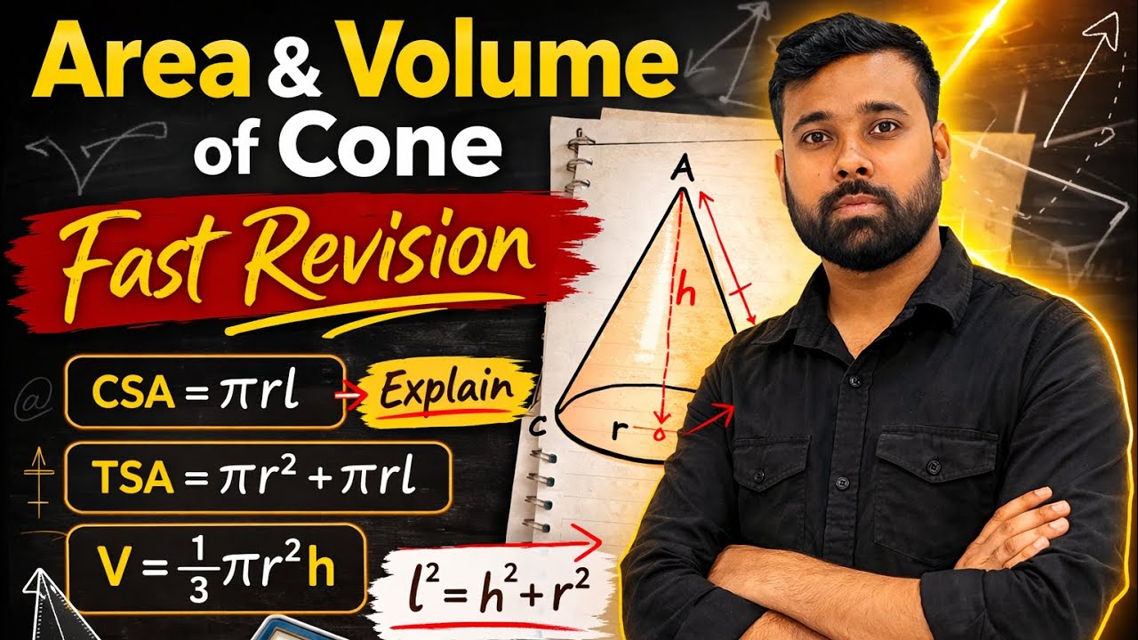 Cone Formula in 10 Minutes | Area, CSA, TSA & Volume | SEE 2082