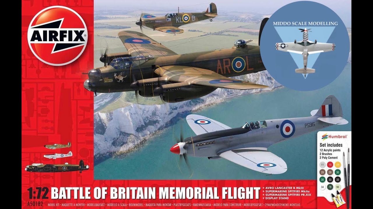 Airfix 1/72 Battle of Britain Memorial Flight (BBMF) set - Unboxing and review.
