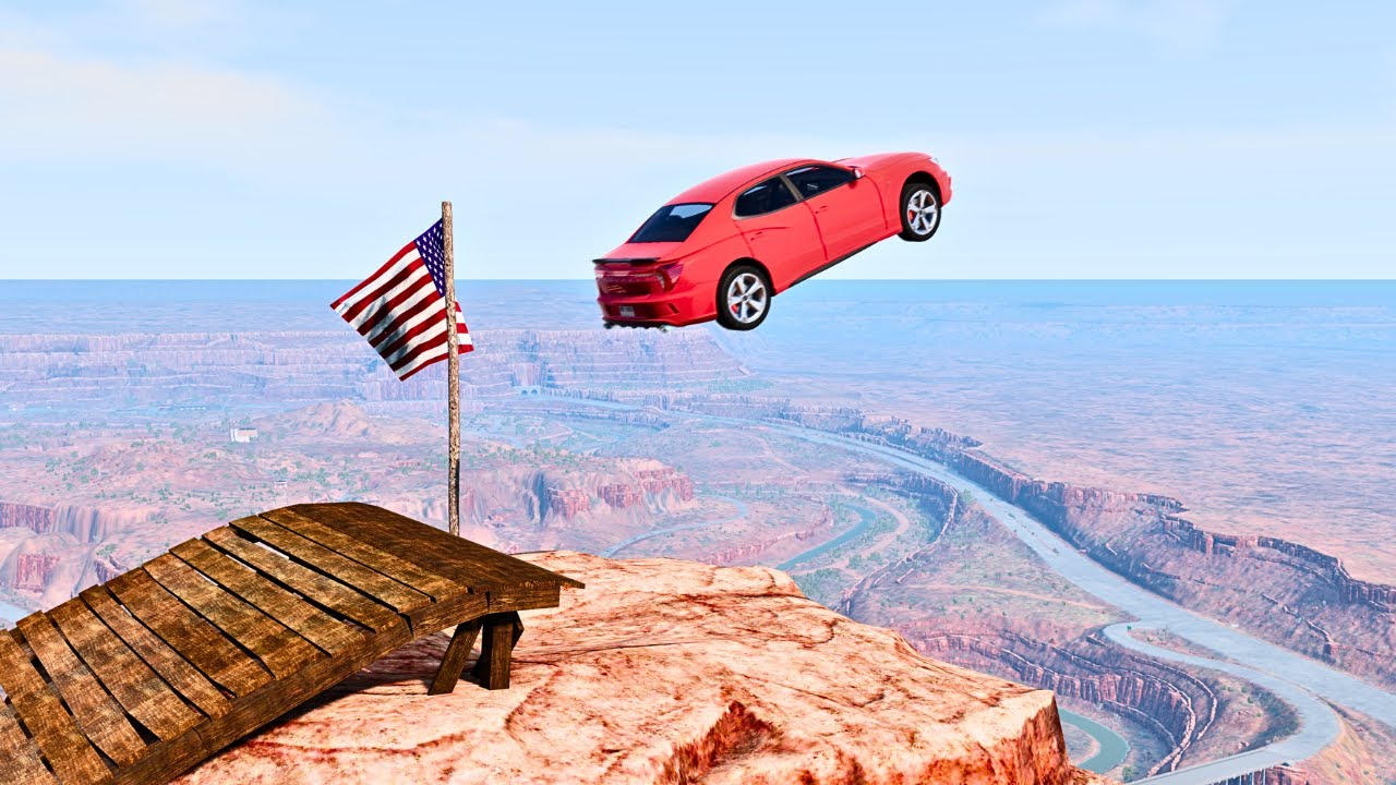 Cars Jump Off Utah Cliff 🚗💥 | BeamNG.drive Extreme Crash Test | beamng with vkey