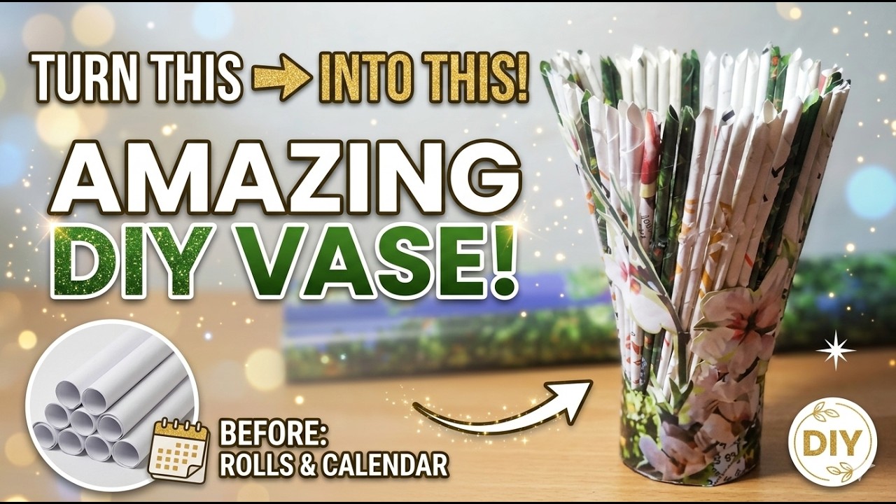 Best Out of Waste! ♻️ Turn Old Calendars into a Beautiful DIY Flower Vase