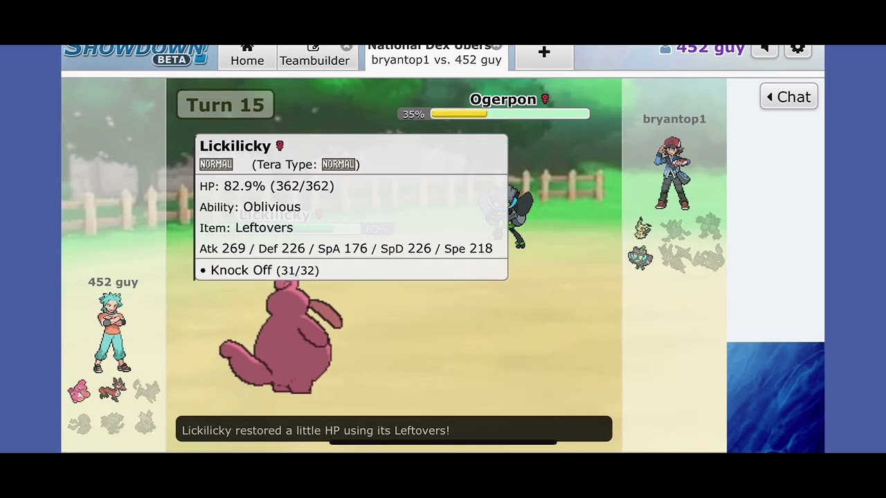 Lickilicky finishing up the battle 