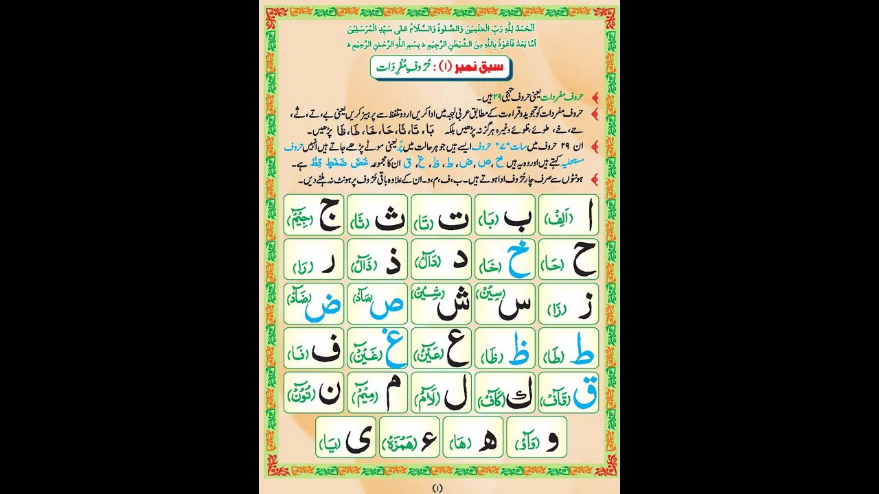 Al-Quran Tajweed Lesson 1-Part 3 Huroof E Mufridat - حروف مفردات کی آوازیں اور مخارج