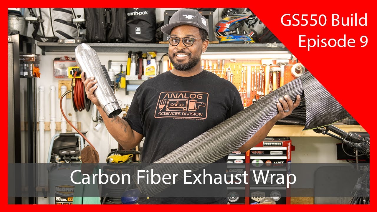 GS550 Cafe Racer Build - Episode 9 - Carbon Fiber Exhaust Wrap