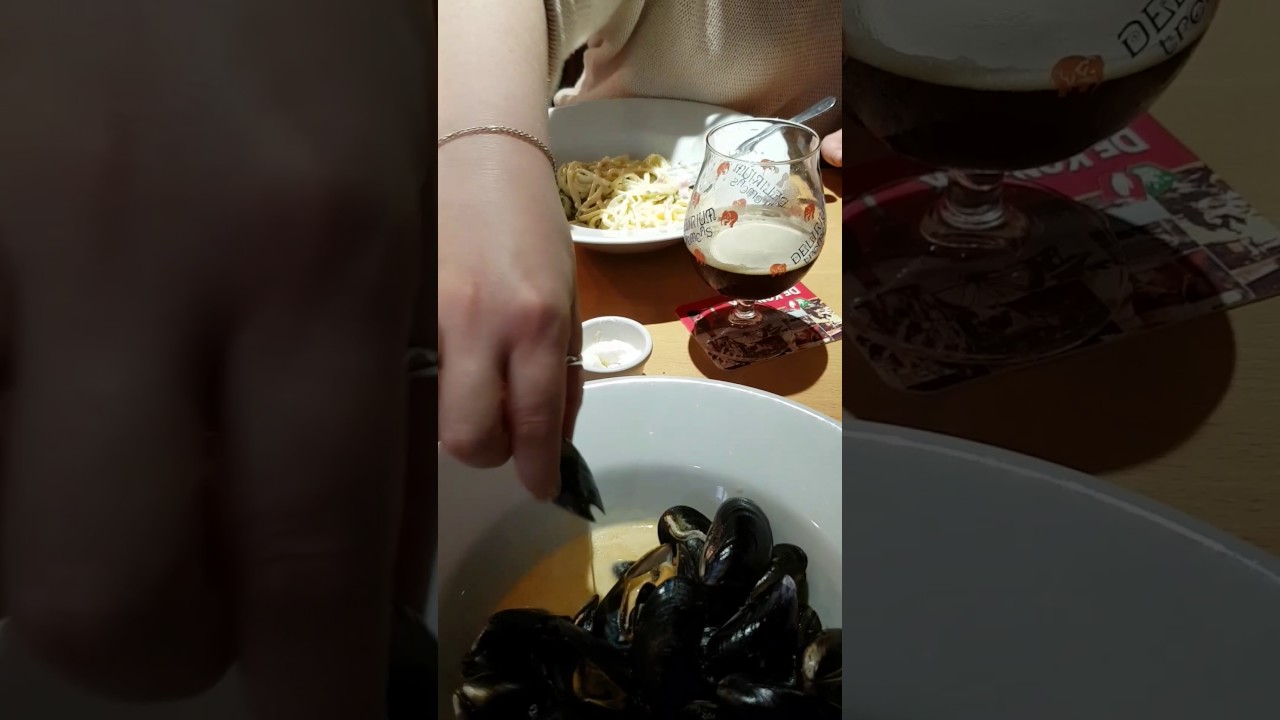 Eating mussels for the first time (mind you, I do not eat seafood)