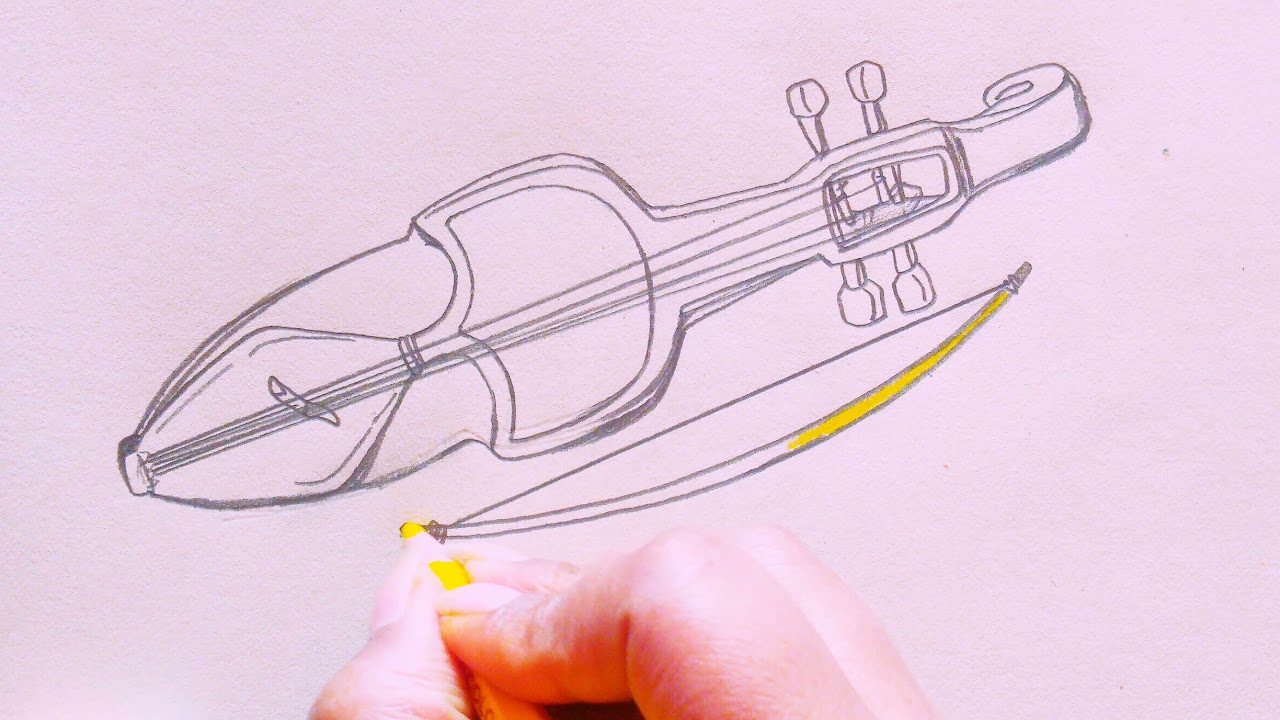 Drawing Traditional Mucial Instrument of Nepal l How to Draw a Sarangi @sushhhhh-A