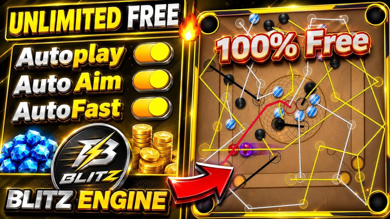 FREE AUTOPLAY BLITZ ENGINE HACK VERSION DOWNLOAD Now|| CARROM POOL NEW HACK 😱 #trickster #carrompool