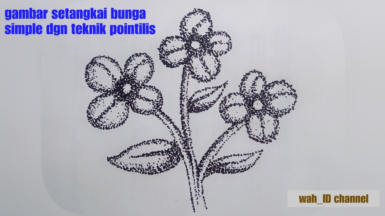 cara menggambar bunga2 dengan teknik pointilis || tutorial gambar pointitlis mudah
