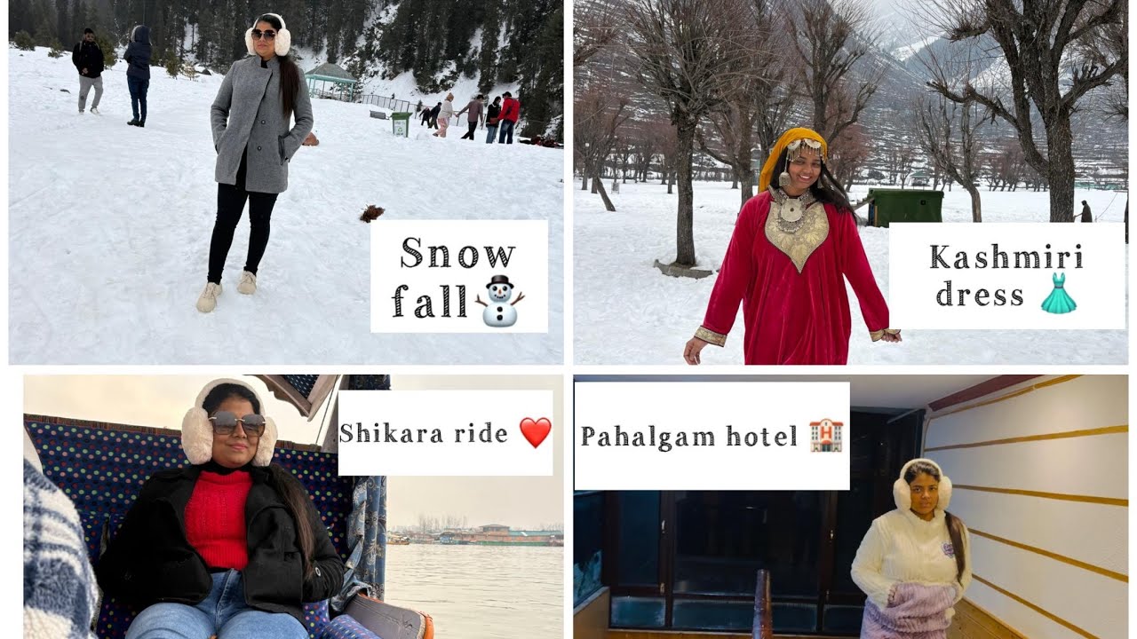 Pahalgam Kashmir snowfall 🤗|| #kashmir #pahalgam #snow #vlog 
