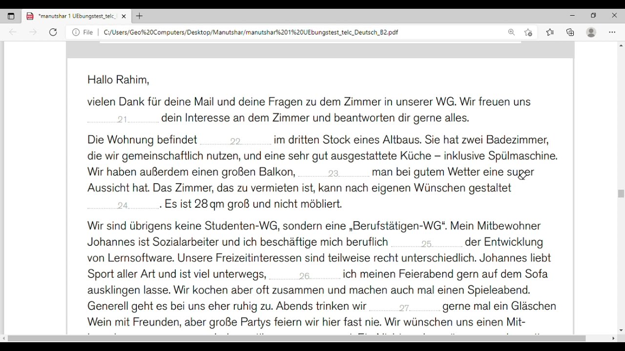 Telc B2/ Sprachbausteine 1 (განხილვა)