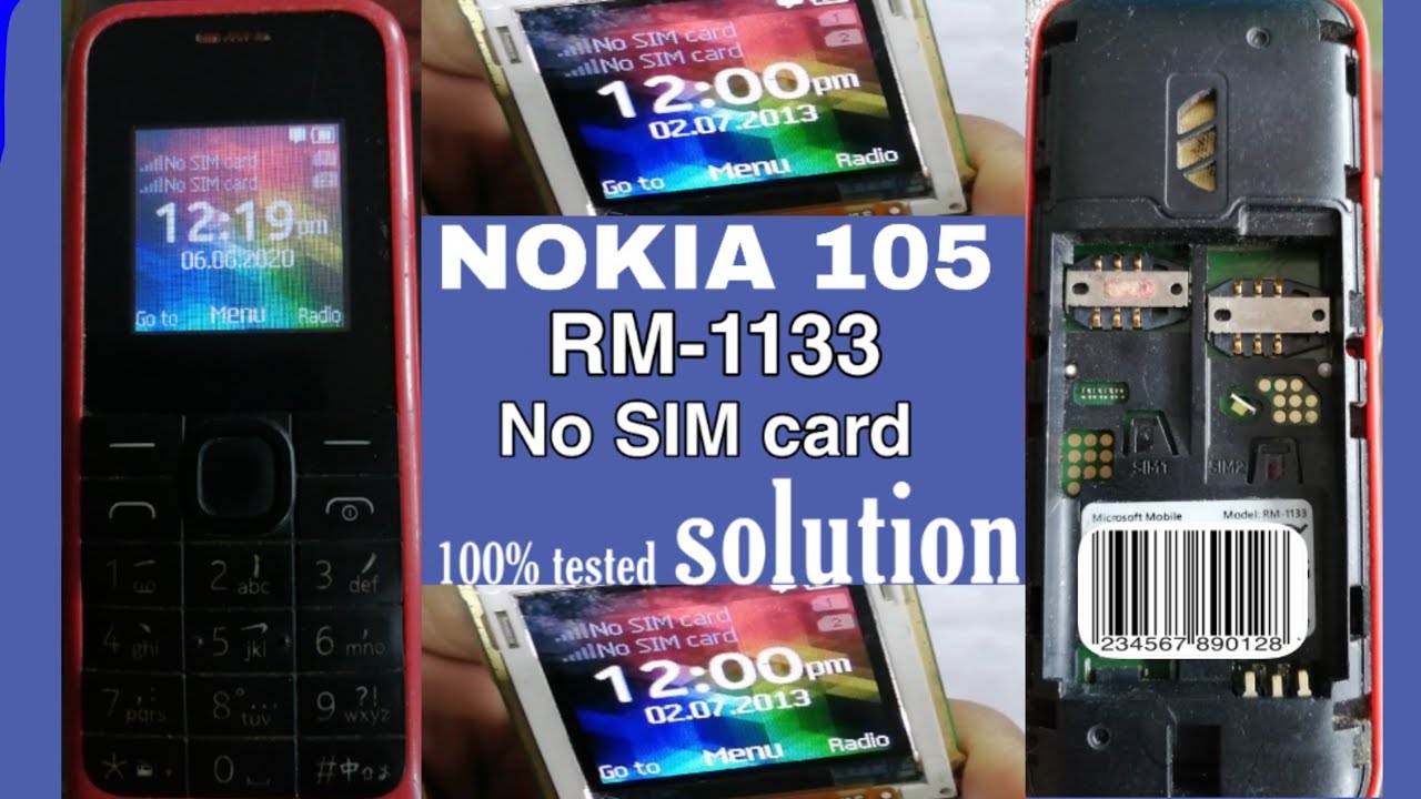 Nokia 105 (RM-1133)no sim card 100% tested solution