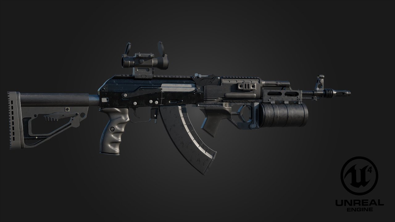 AK-203 Rifle + Attatchments Preview (3D Asset)