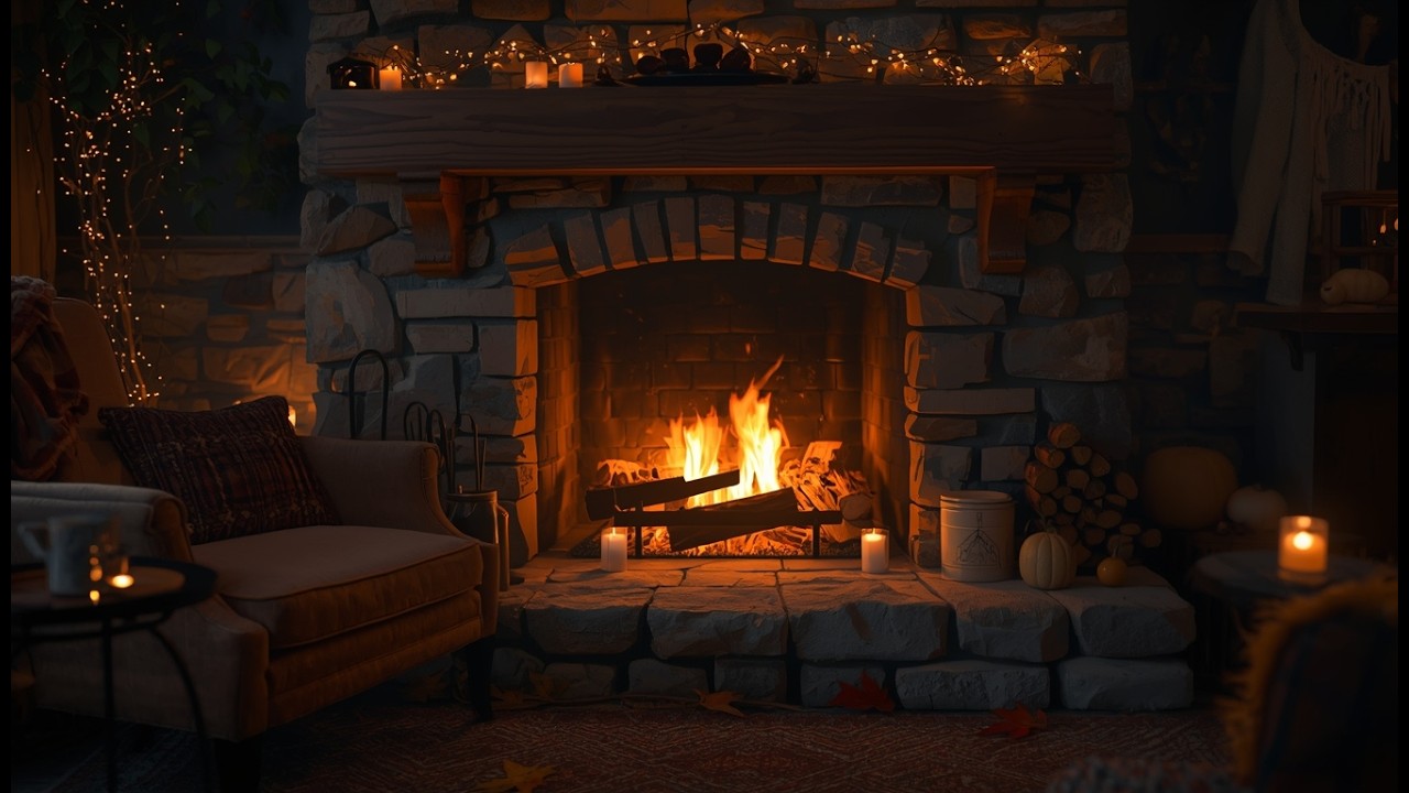 “Emberstone” 🔥 Cozy Fireplace Ambience: Candlelit Stone Hearth | 3 Hours TV MOOD
