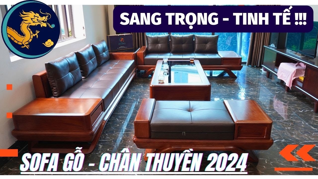 🔴 Bàn giao bộ SOFA GỖ hiện đại mẫu CHÂN THUYỀN 2024 CỰC ĐẸP