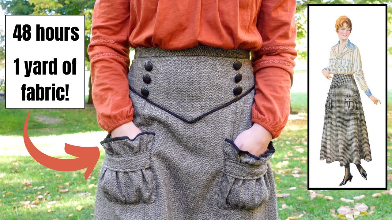 Short on Fabric and Time? Try THIS 1911 Skirt, Drafted & Sewn in Under 2 Days from 1 Yard of Fabric!