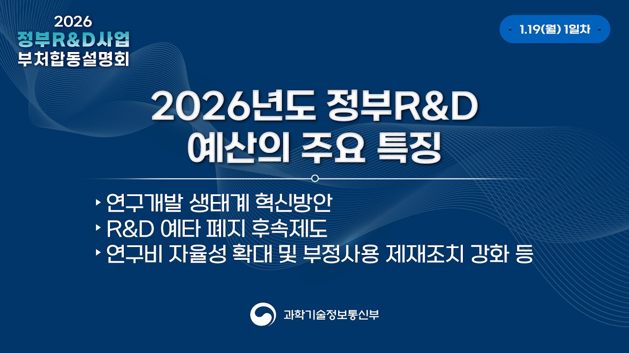 2026년도 정부R&D사업 부처합동설명회 1일차 정부R&D예산의 주요 특징