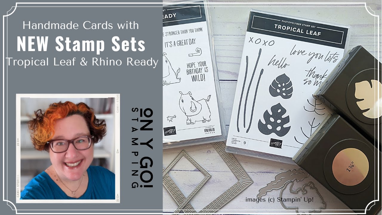 Handmade Cards with NEW Stamp Sets: Rhino Ready & Tropical Leaf