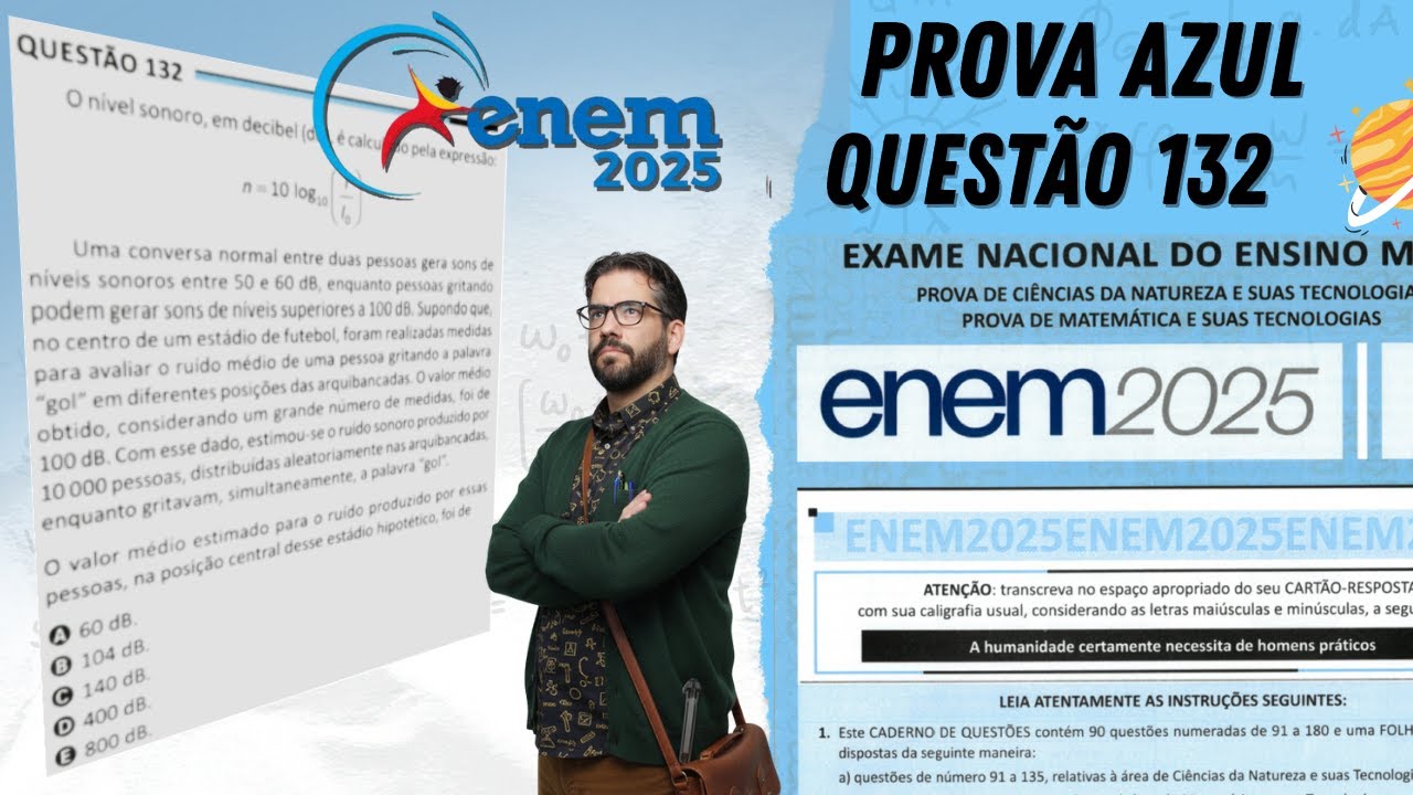 ENEM 2025 Caderno AZUL - QUESTÃO 132 - O nível sonoro, em decibel, é calculado pela expressão...