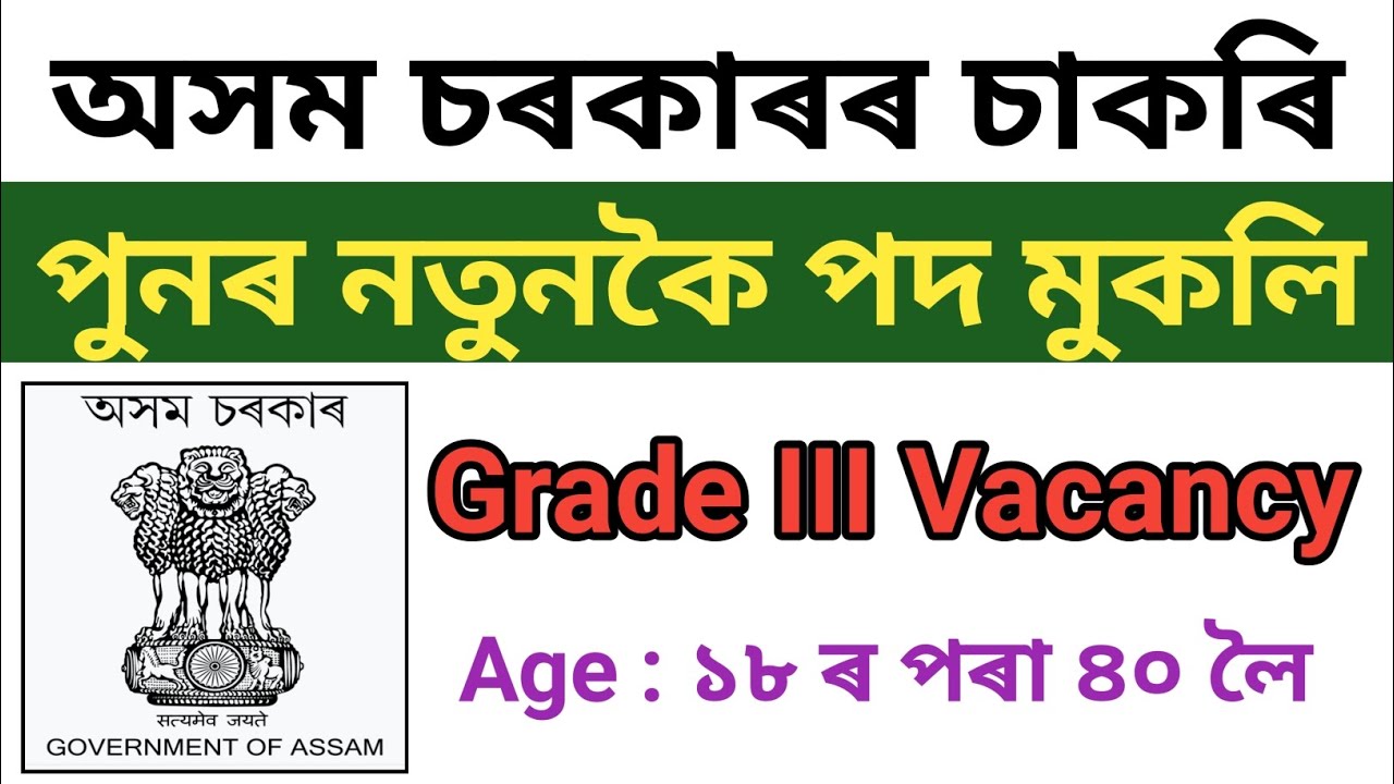 Grade III New Vacancy || Grade 3 Vacancy 2022 || Assam Government Job News || Full Advertisement