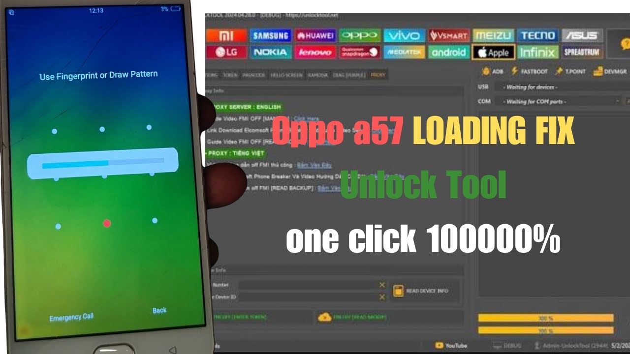 oppo A57 Loading  volume Fix with unlock tool 1 Click 10000