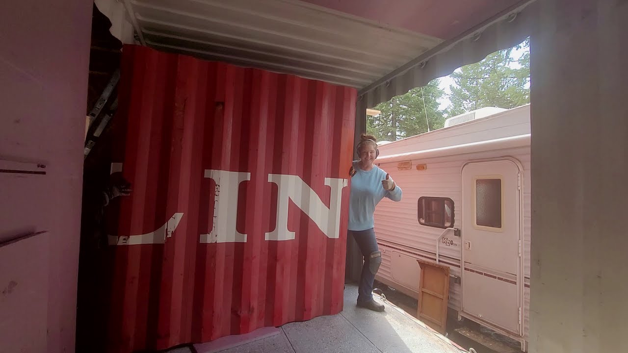 Wood framing for Sliding Glass door in Shipping Container//VLOG