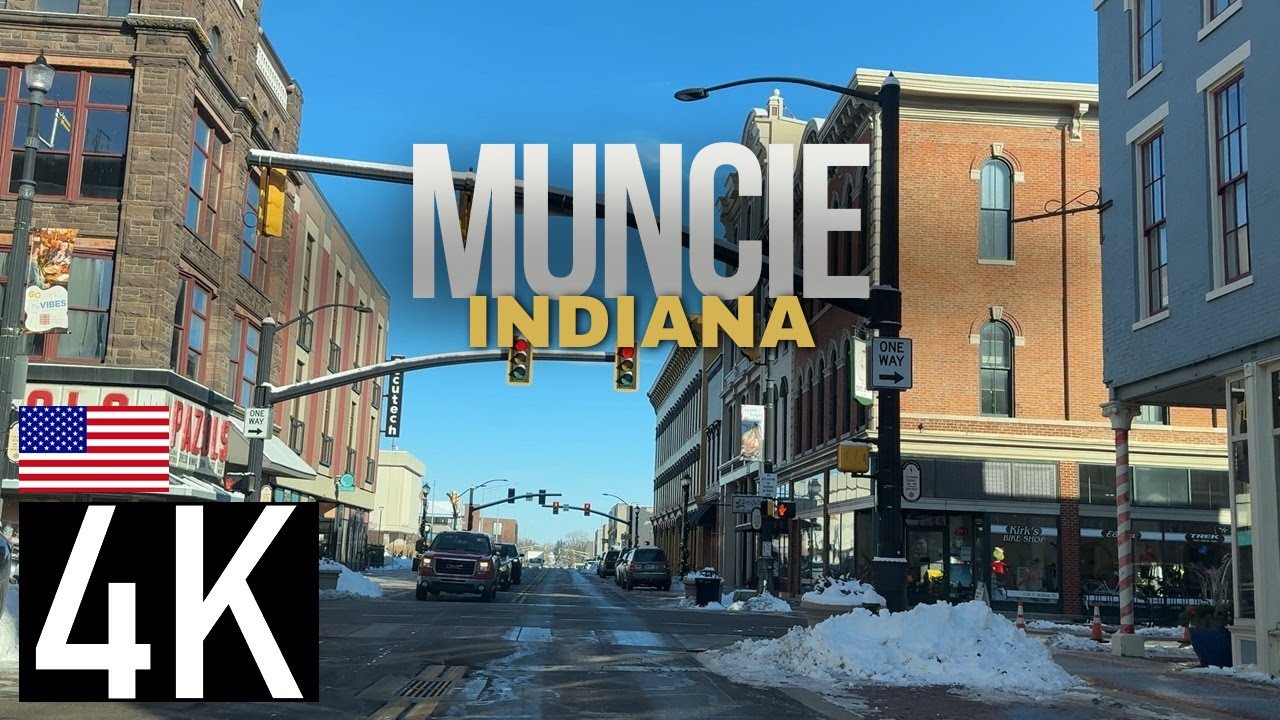 Road Tour of Muncie, Indiana in 4K - Includes Daleville & Yorktown - Ball State University