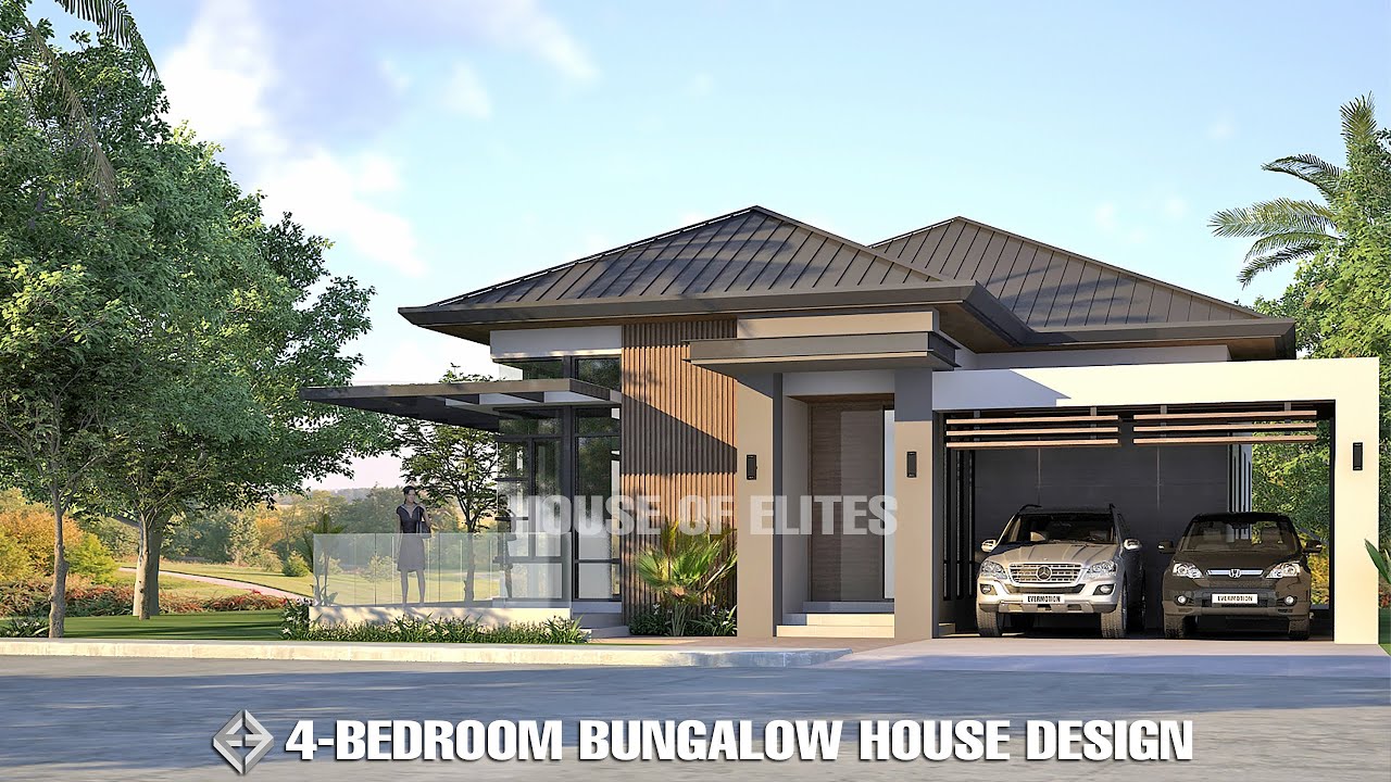 4 Bedroom Modern Contemporary Bungalow House Design Ideas