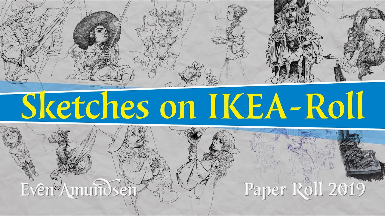 Sketching on IKEA-Roll |  30 metres of studies and characters