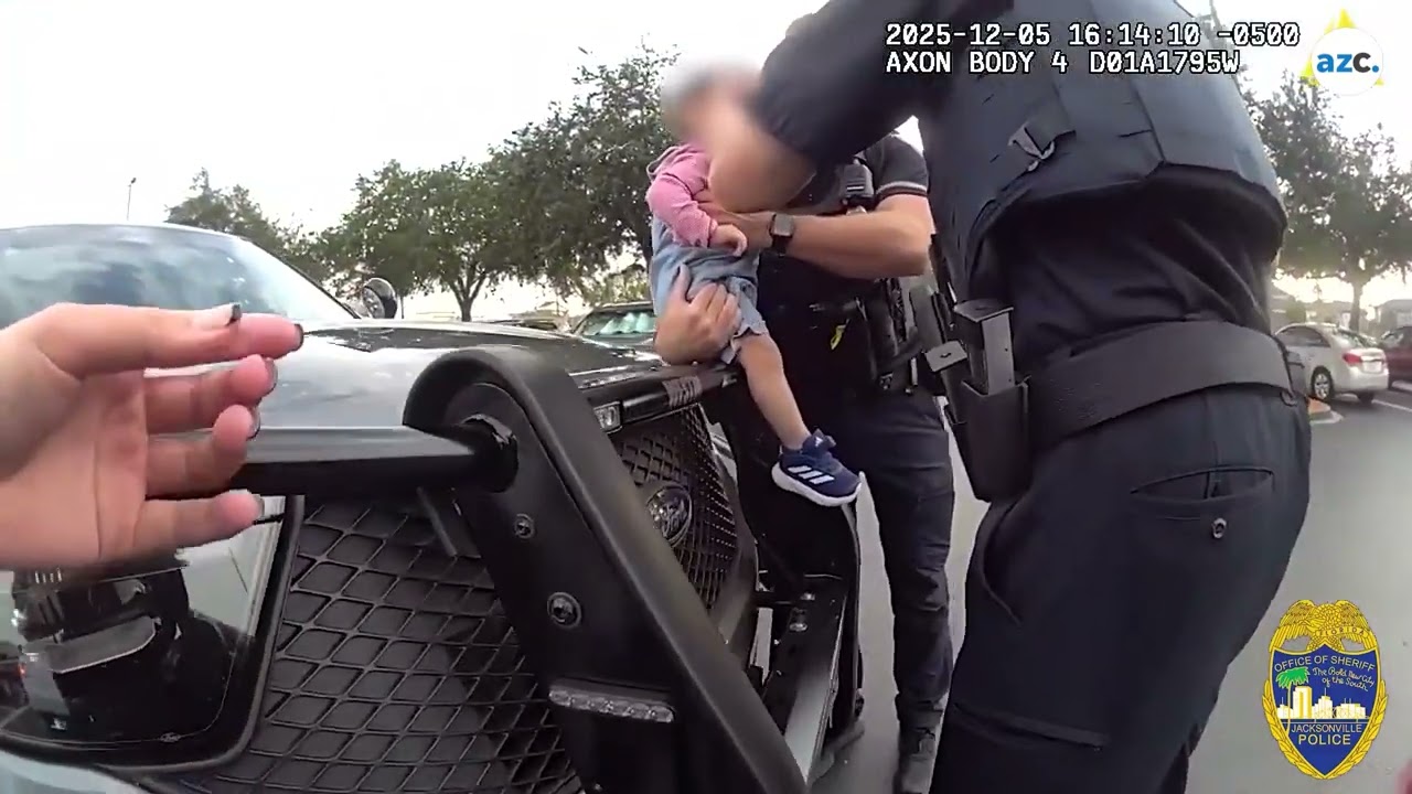 Officers break car window to rescue baby locked inside