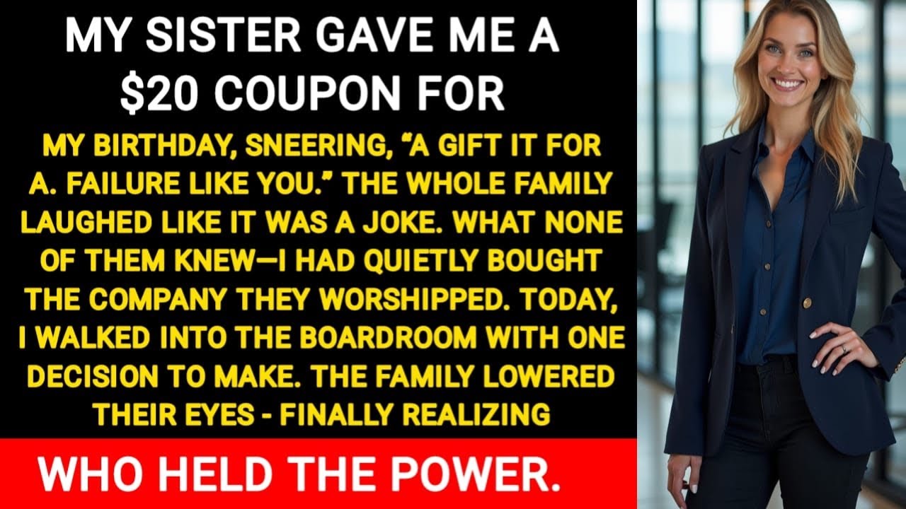 My sister gave me a $20 coupon for my birthday, sneering, “A gift fit for a failure .” What They ...