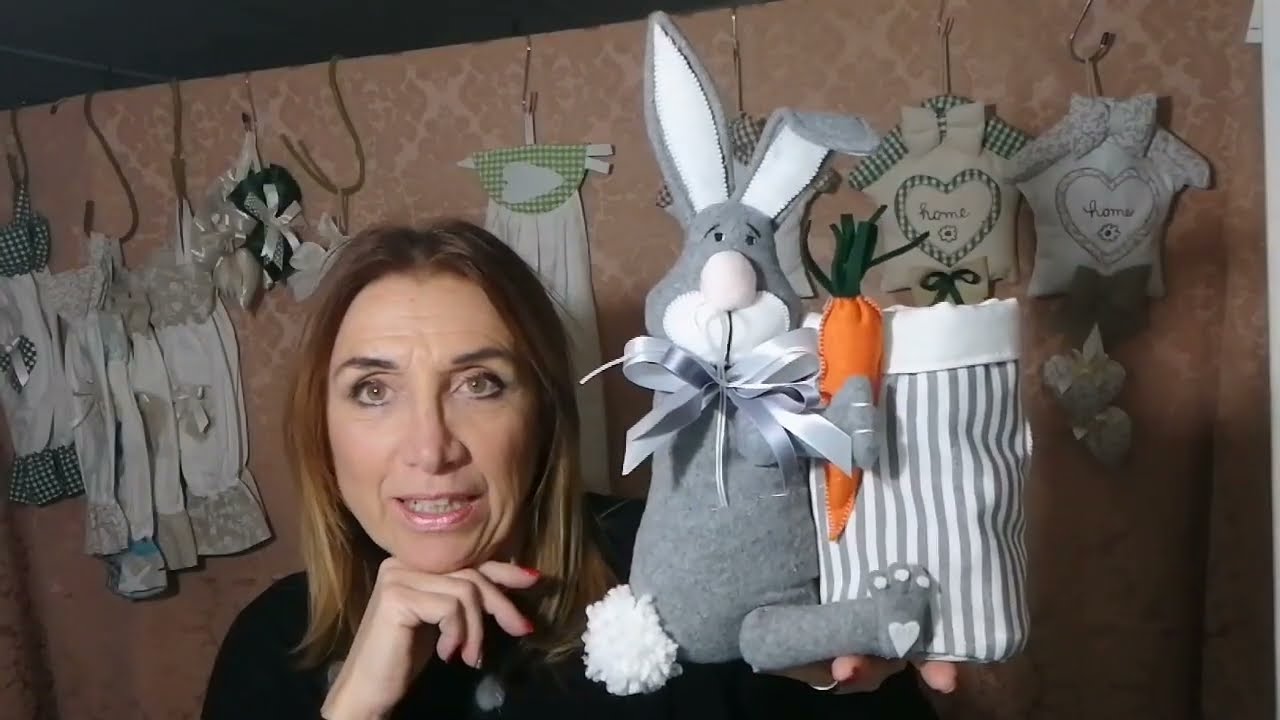 86🎀Coniglio porta ovetti + cartamodello gratuito