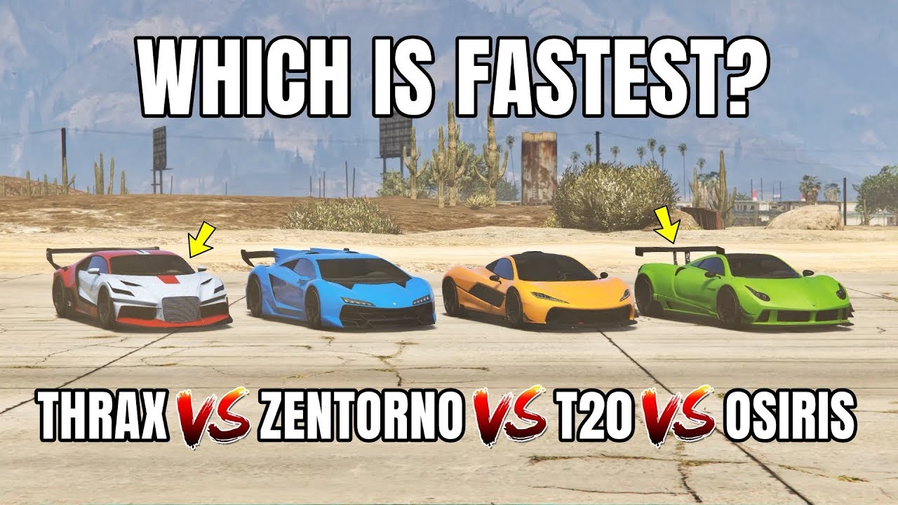 GTA 5 ONLINE - THRAX VS ZENTORNO VS T20 VS OSIRIS (WHICH IS FASTEST?)