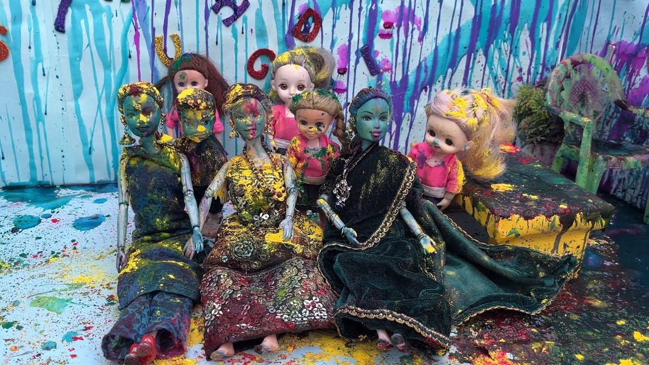 Lilly milly ki kahani part 44/ Lilly milly ne school me kheli holi/ barbie doll cartoon gude gudiya 