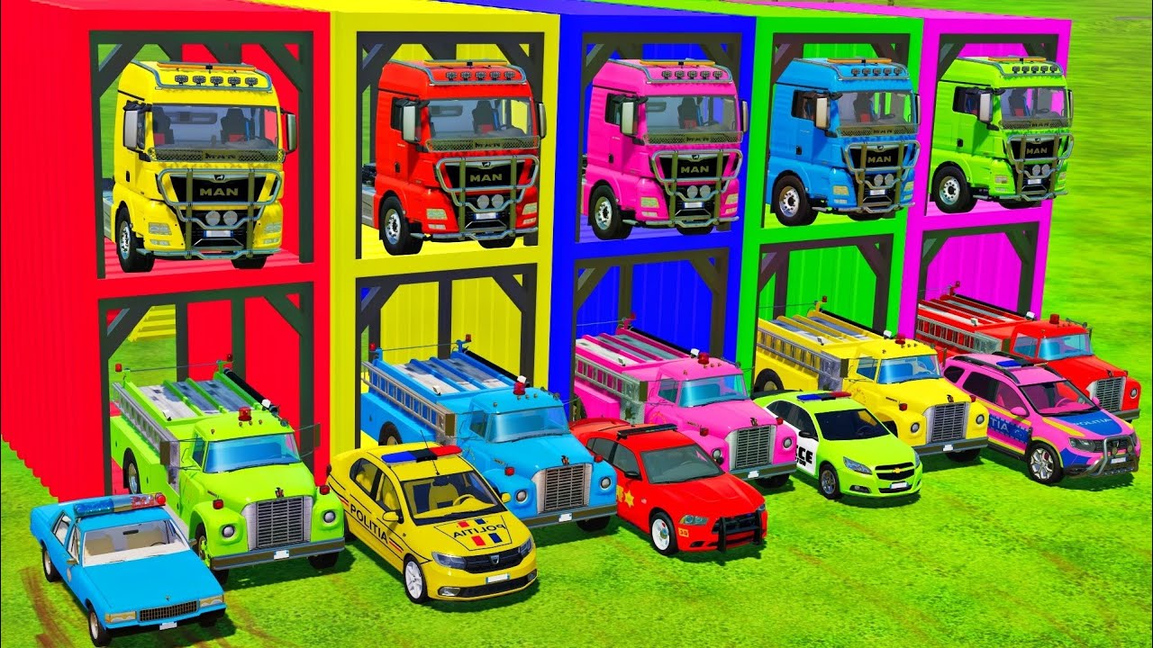 TRANSPORTING ALL POLICE CARS and AMBULANCE EMERGENCY VEHICLES WITH MERCEDES POLICE TRUCKS! FS22