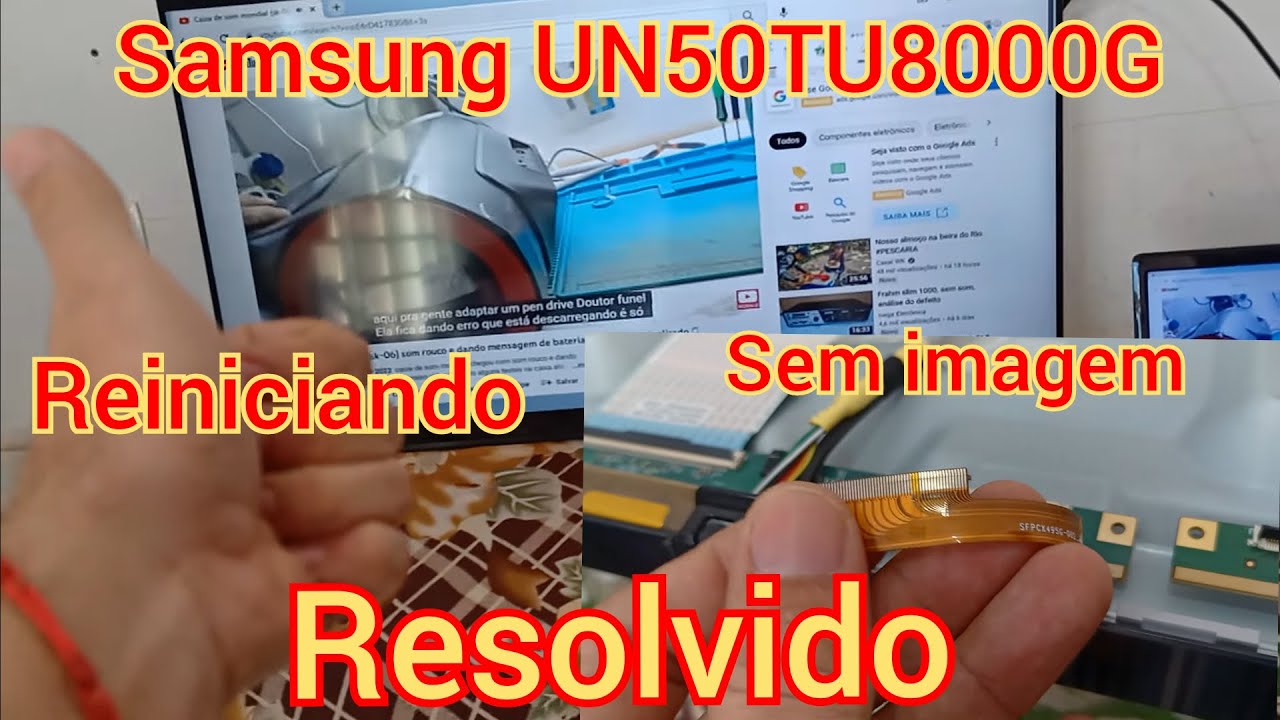 Tv Samsung Un50tu8000g reiniciando sem imagem, como abrir pra tentar concertar📺loop. liga e desliga