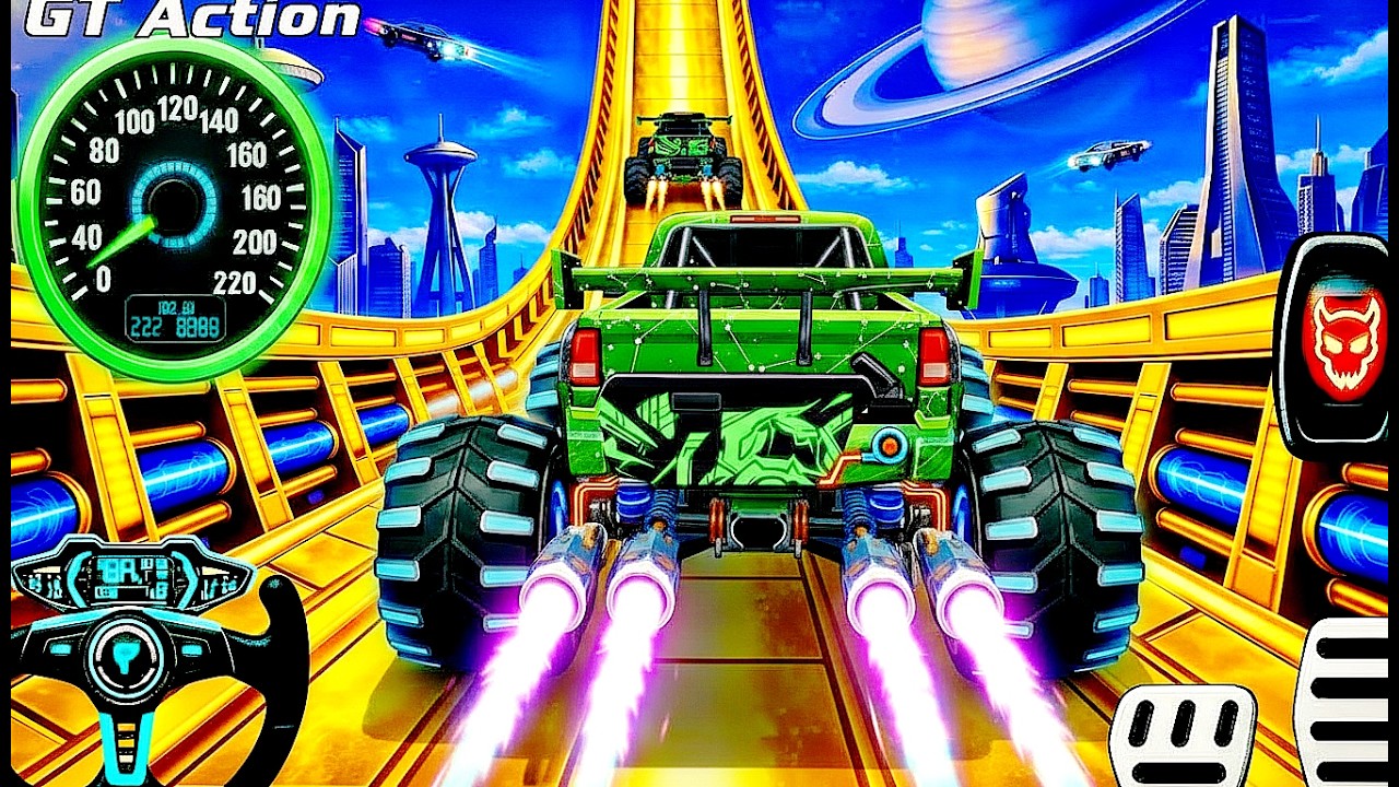 Mega Ramp Monster Car Racing 3D - Extreme Car Stunts -Android Gamepla #MegaRamp #3DGames #CarRacing