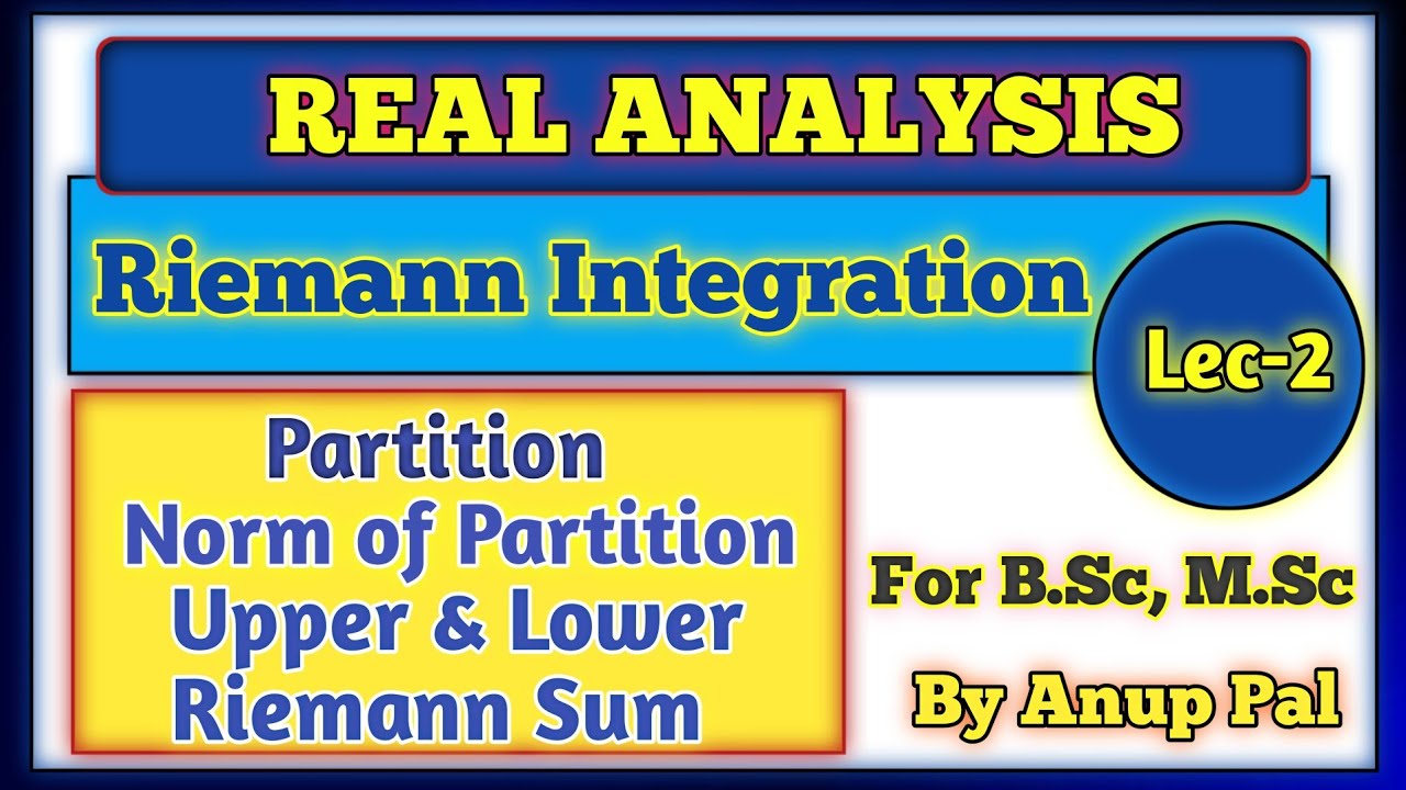 RIEMANN INTEGRATION | REAL ANALYSIS | LEC-2 | IMPORTANT THEOREM | B.Sc, M.Sc