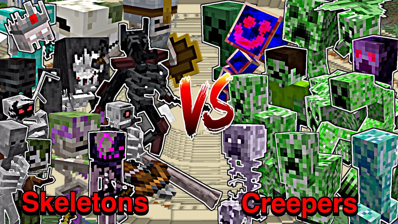 Minecraft |Mobs Battle| Your Request |1.19 | Skeletons Team VS Creepers Team