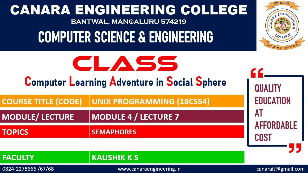VTU UP (18CS56) UNIX PROGRAMMING [Process Control] (M4 L7)