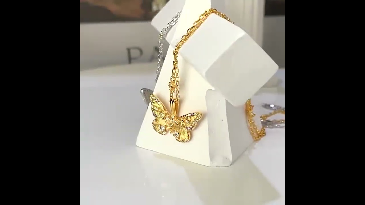 S925 sterling silver colorful zircon butterfly necklace #S925 #silvernecklace #silverpendant