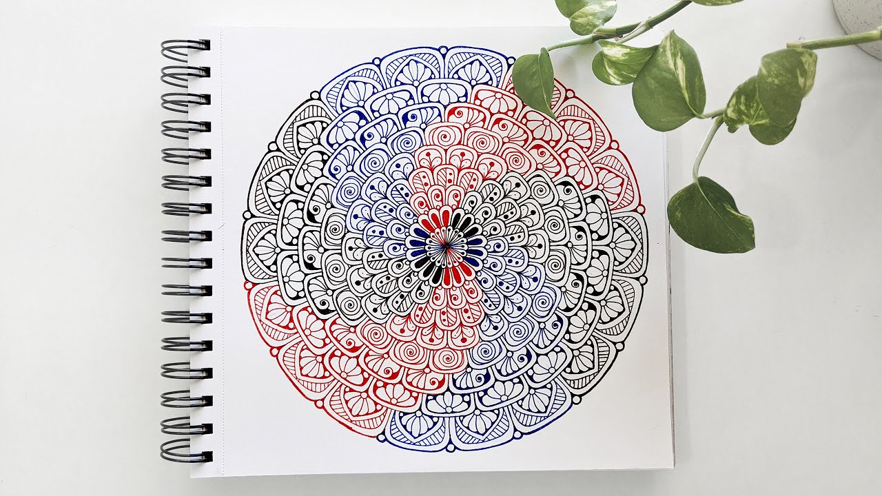 How to draw Mandala Art for beginners | Easy colorful Spiral Mandala | Doodle/Zentangle drawing