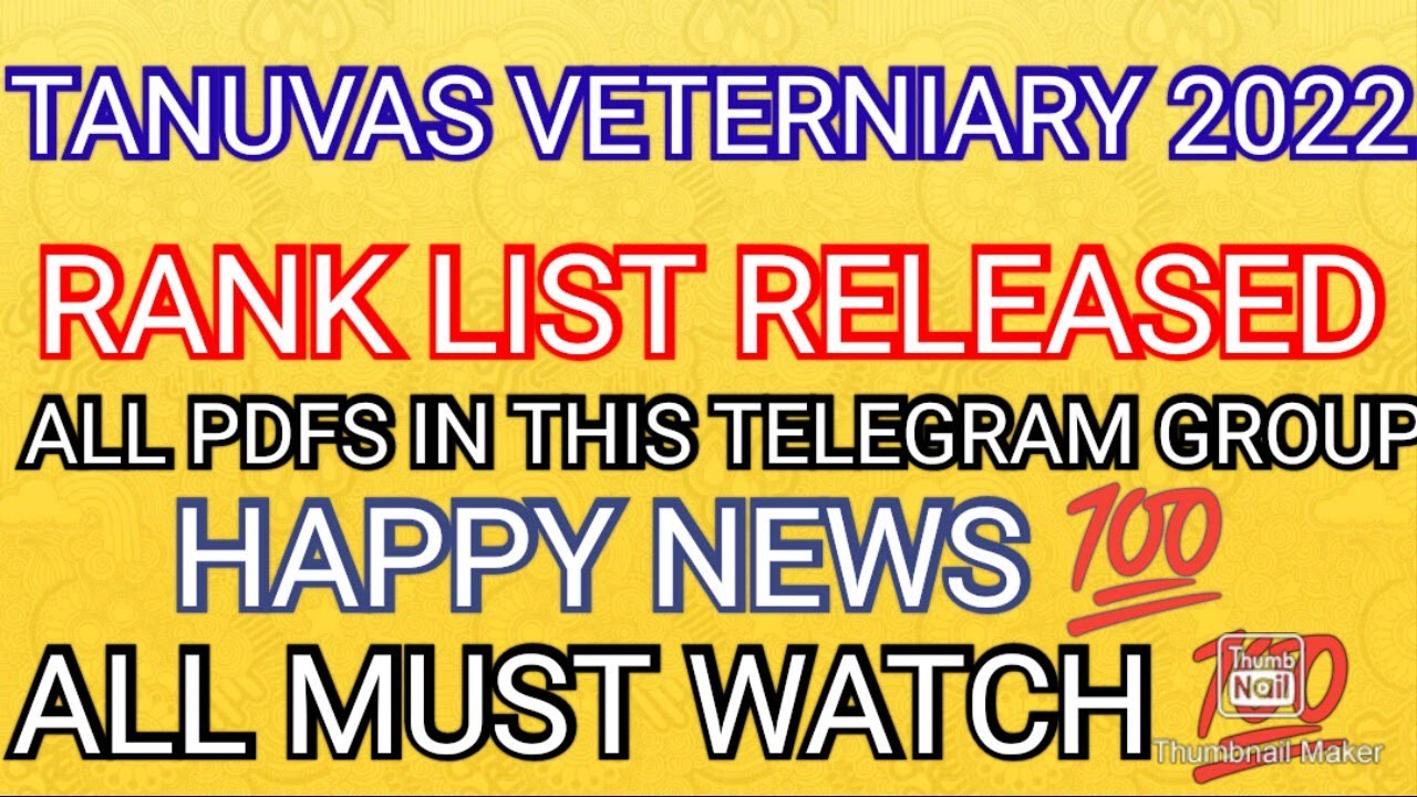 TANUVAS RANK LIST 2022 💯 ALL PDF IN THIS TELEGRAM GROUP