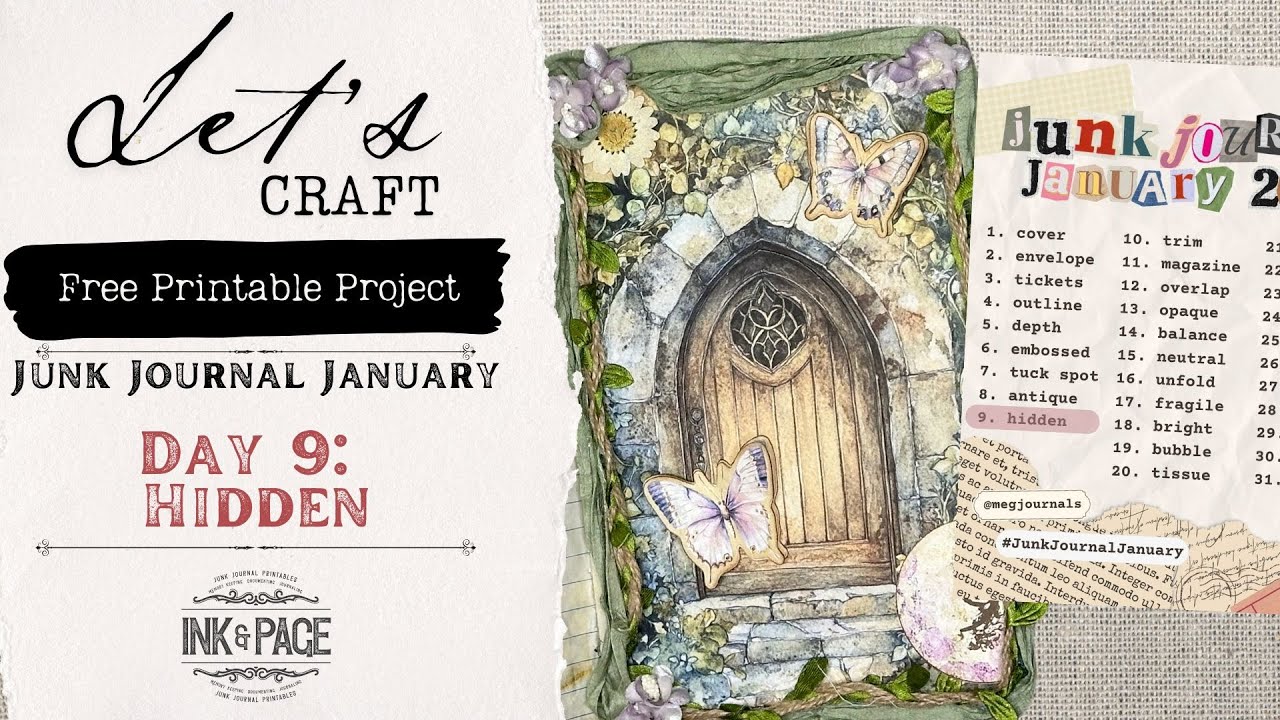 Junk Journal January 2025 | Day 9: Hidden | Ink and Page | Free Printables | Easy Project