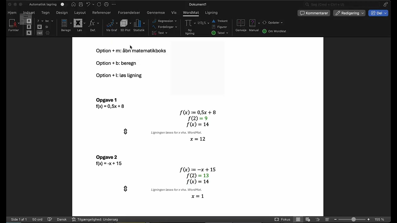 WordMat: Funktioner og grafer