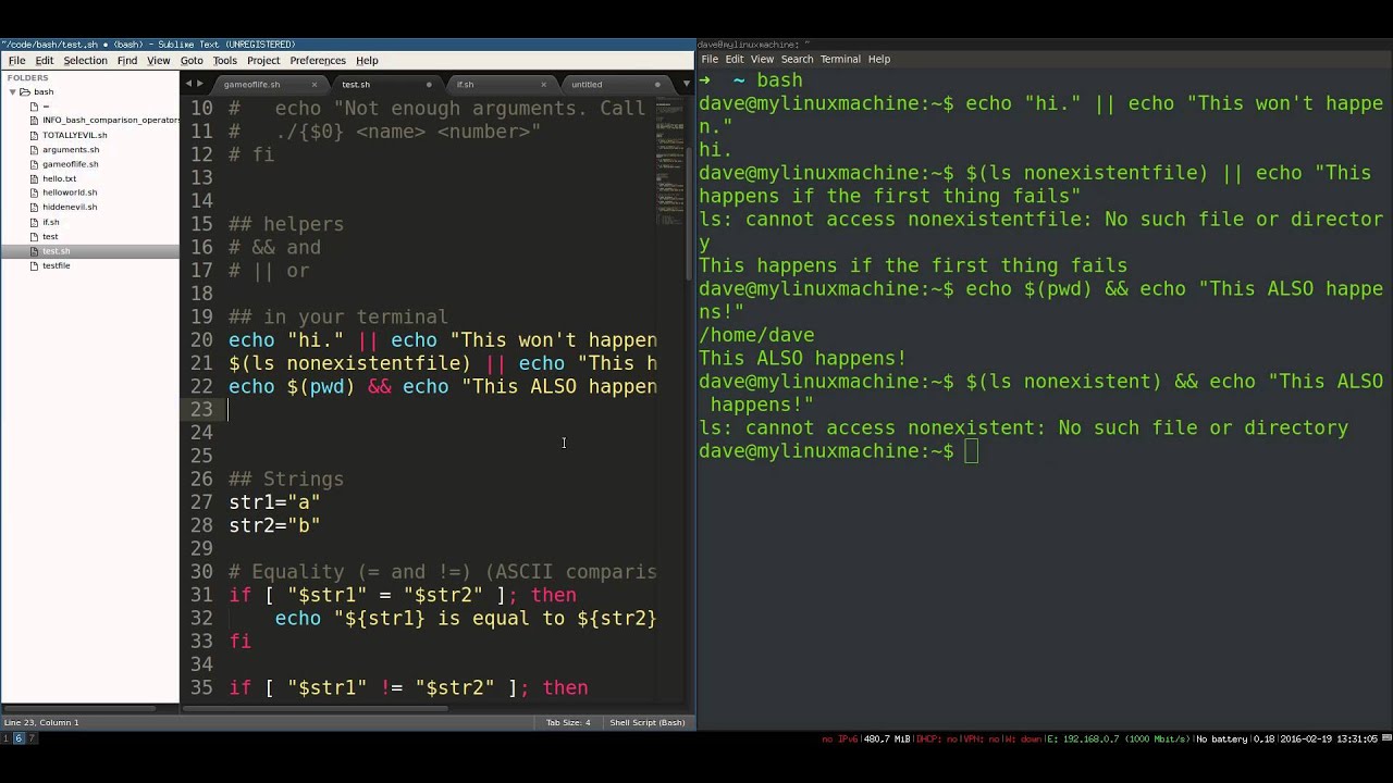 Bash Scripting 6 — объяснение конструкции «if» и тестирования