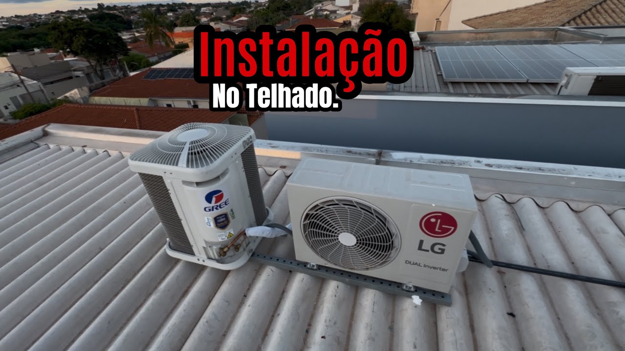 Instalando ar split 24.000 BTUs Gree no telhado, G top inverter r32 wi fi