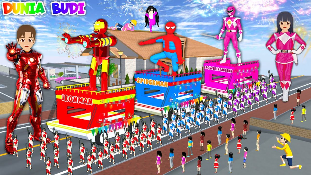 Yuta Mio Ikut Pawai Maskot Superhero Dikota Sakura | Yuta Jadi Ironman Pawai Keliling Kota Sakura